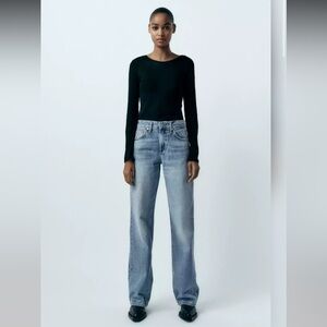 Zara TRF Mid-rise Wide Leg Jeans